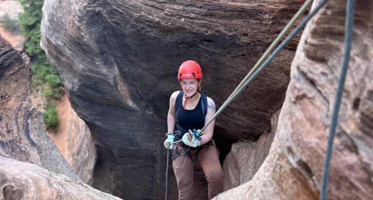 girl rappelling