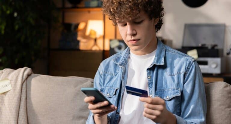 young man on phone