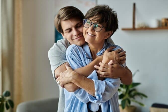 middle age mom and son