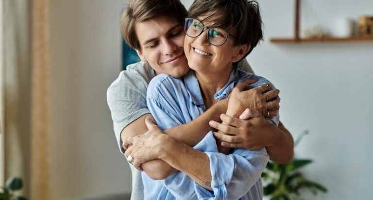 middle age mom and son